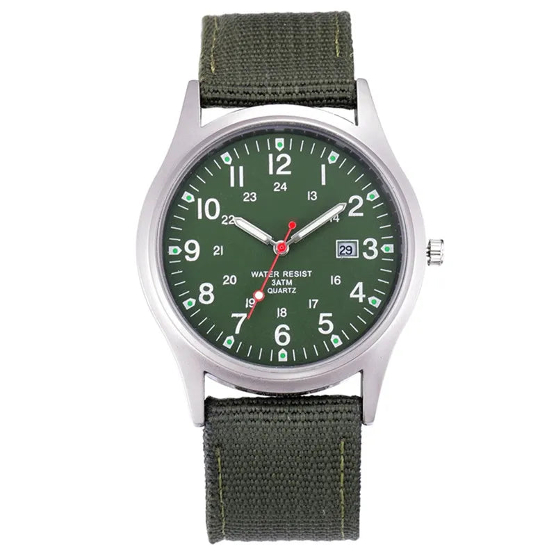 1pc / lot Cheap Watches For Men Fashion Nylon Band Military Army Sports Date Quartz Watch Erkek Barato Saat Reloj Hombre Black