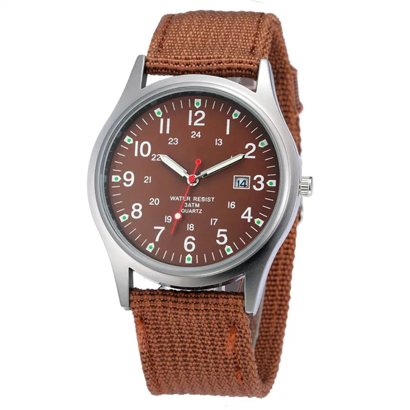 1pc / lot Cheap Watches For Men Fashion Nylon Band Military Army Sports Date Quartz Watch Erkek Barato Saat Reloj Hombre Black