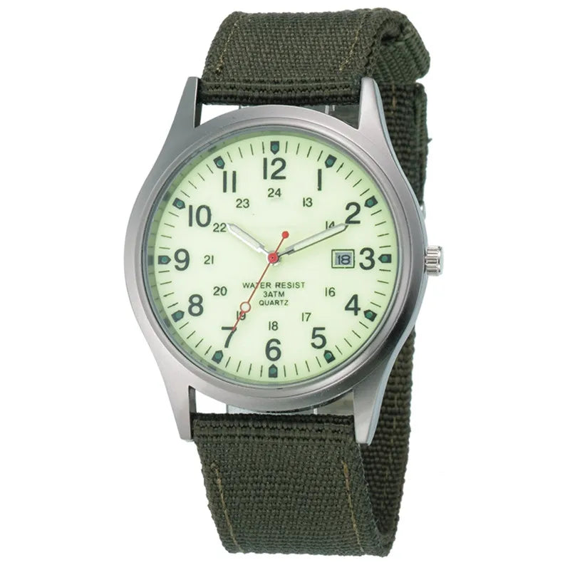 1pc / lot Cheap Watches For Men Fashion Nylon Band Military Army Sports Date Quartz Watch Erkek Barato Saat Reloj Hombre Black