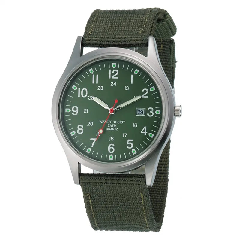 1pc / lot Cheap Watches For Men Fashion Nylon Band Military Army Sports Date Quartz Watch Erkek Barato Saat Reloj Hombre Black