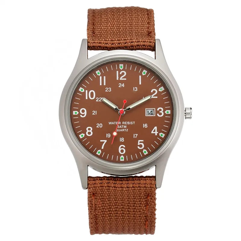 1pc / lot Cheap Watches For Men Fashion Nylon Band Military Army Sports Date Quartz Watch Erkek Barato Saat Reloj Hombre Black